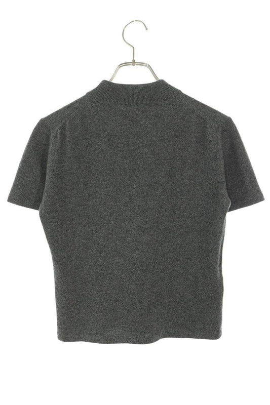miumiu Logo Embroidered Cashmere Sweater Gray Size 38
