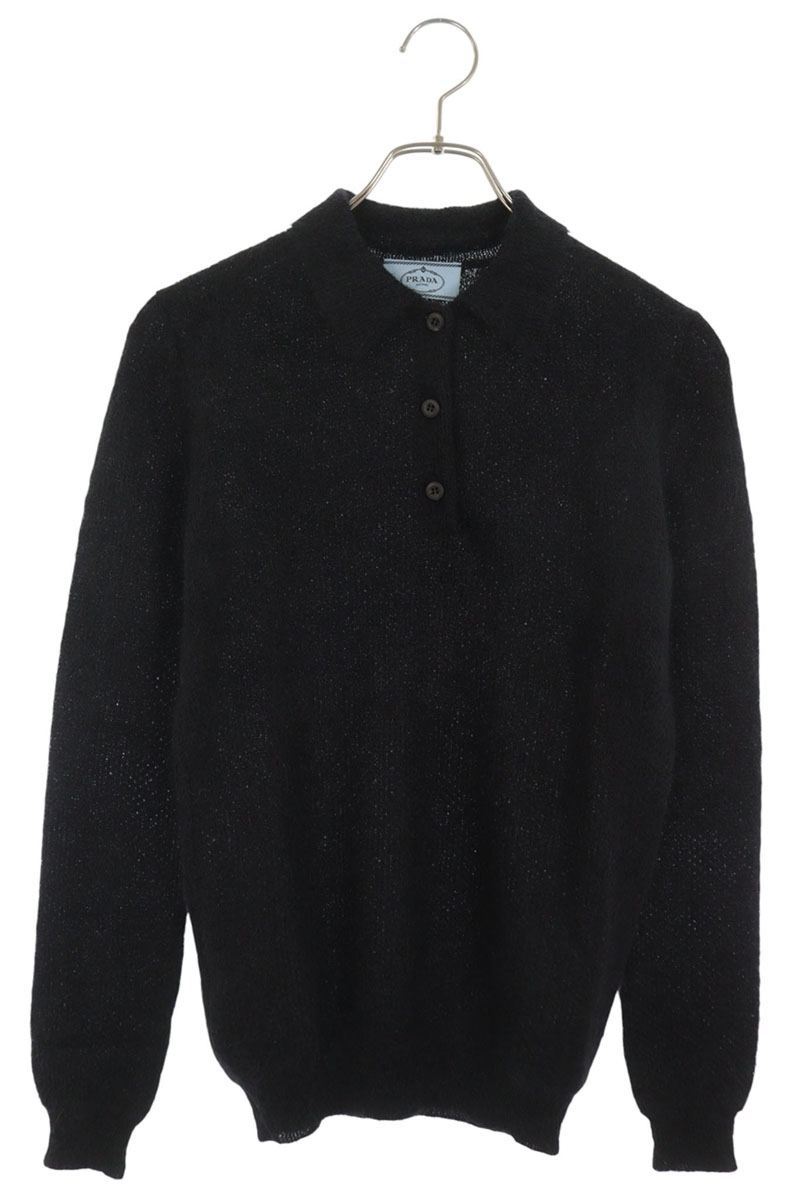 Prada Black Mohair Polo Knit Size 36