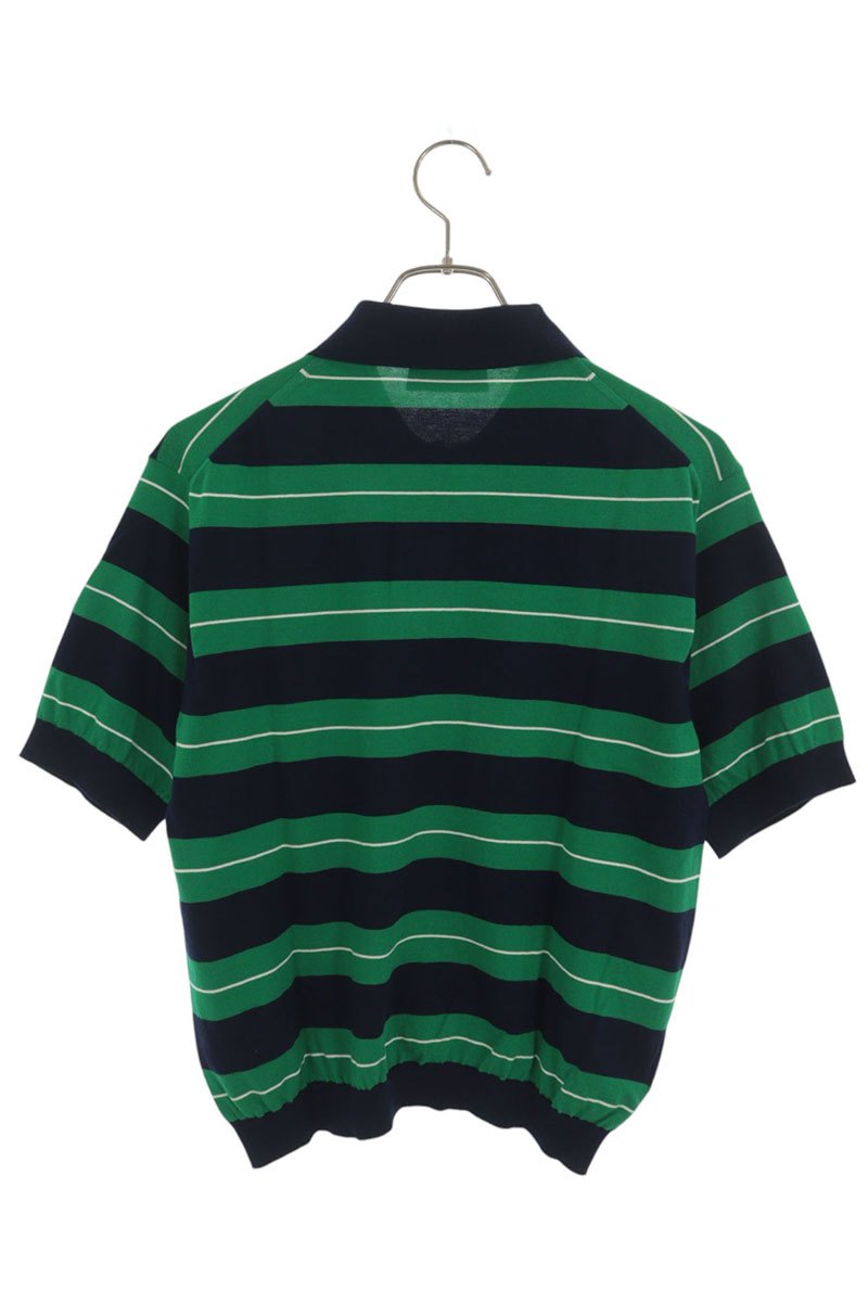 Miu Miu Logo Border Cotton Polo Knit Navy Green Size 36