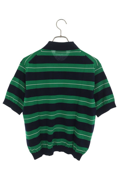 Miu Miu Logo Border Cotton Polo Knit Navy Green Size 36