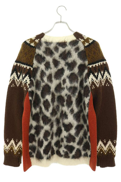 JUNYA WATANABE 21AW Wool Mohair Pattern Sweater Brown Size S