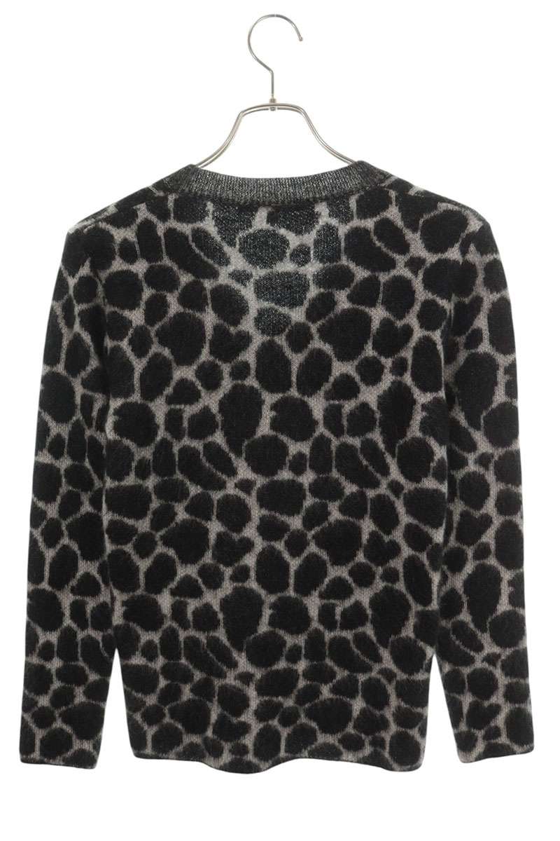GUCCI Leopard Print Mohair Blend Sweater Black Size XS