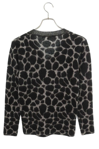 GUCCI Leopard Print Mohair Blend Sweater Black Size XS