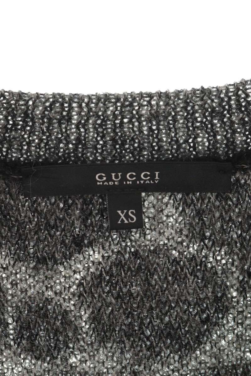 GUCCI Leopard Print Mohair Blend Sweater Black Size XS