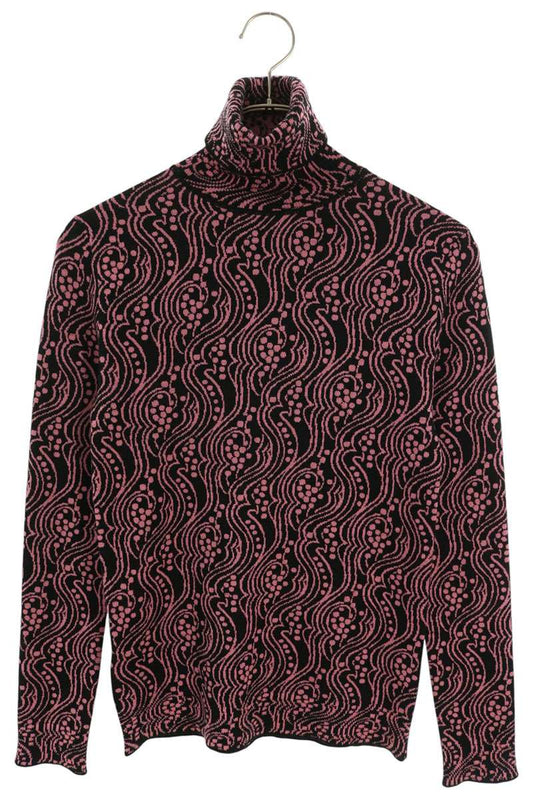 PRADA Patterned Turtleneck Sweater Pink Black Size 36