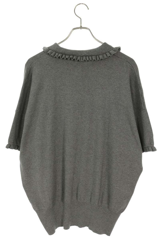 Rhodolirion Frill Short Sleeve Polo Knit Gray Size ONE