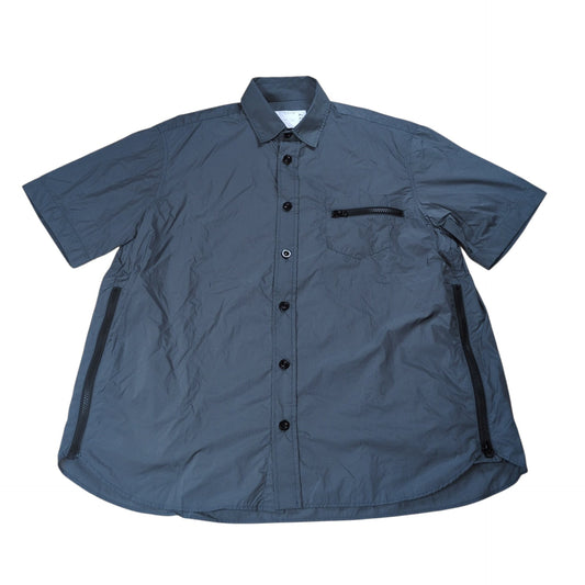 sacai 2025SS Zip Detail Rip Stop Nylon Shirt Gray Size 1