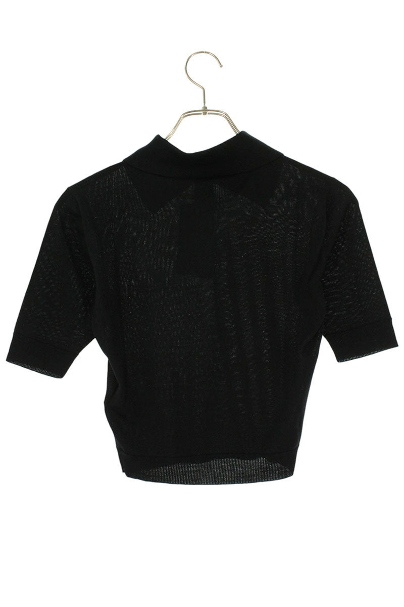Saint Laurent Paris Black Wool Knit Sleeve Polo Size XS
