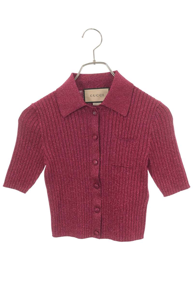Gucci Pink Lame Knit Short Sleeve Polo Size XS