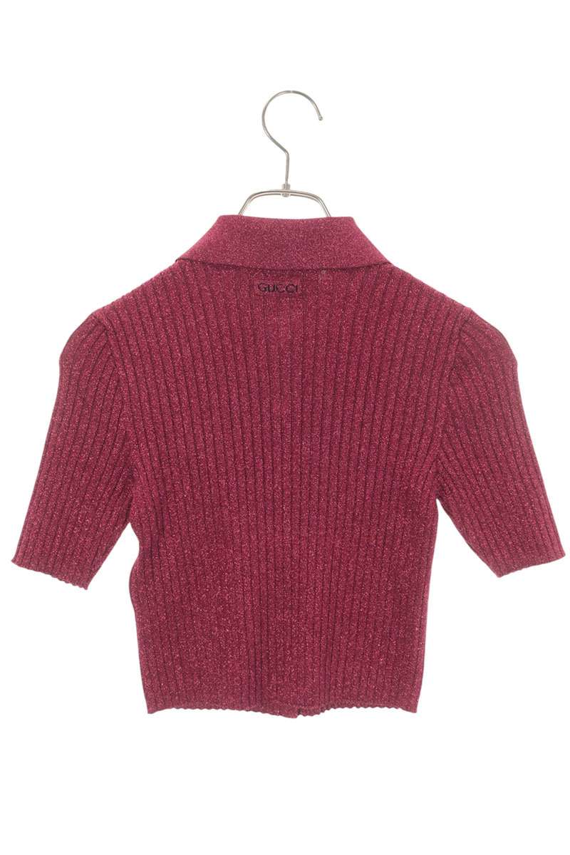 Gucci Pink Lame Knit Short Sleeve Polo Size XS