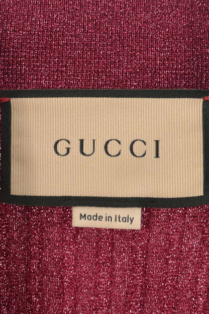 Gucci Pink Lame Knit Short Sleeve Polo Size XS