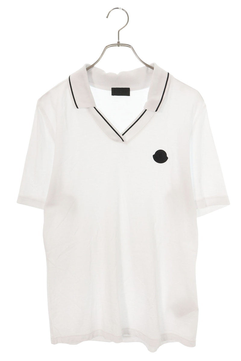 Moncler White Cotton Patch Short Sleeve Polo Shirt Size XL