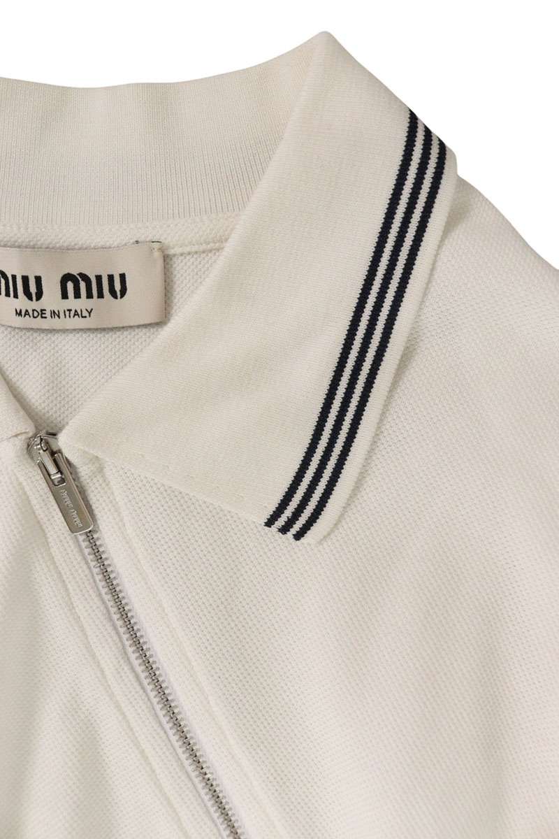 Miu Miu Logo Patch Zip Detail Short Polo White Size XS