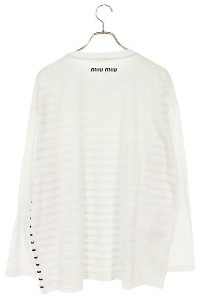 Miu Miu Sequin Striped Long Sleeve Cotton Top x Black Size M