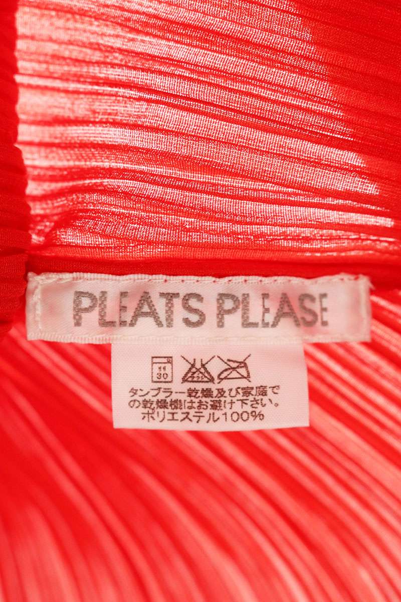 Vintage PLEATS PLEASE Red Pleated Sleeve Shirt Size 3