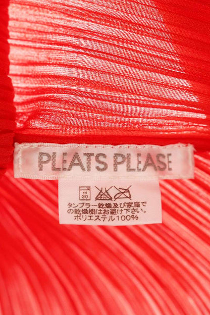 Vintage PLEATS PLEASE Red Pleated Sleeve Shirt Size 3