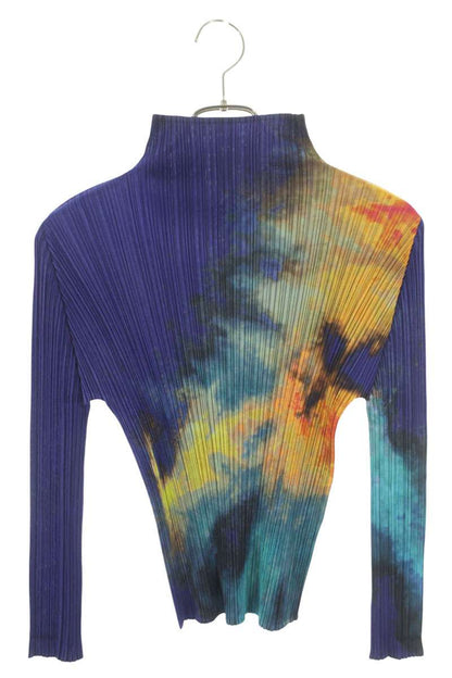 PLEATS PLEASE 16SS Space Print Pleated Long Sleeve Top Blue Size L