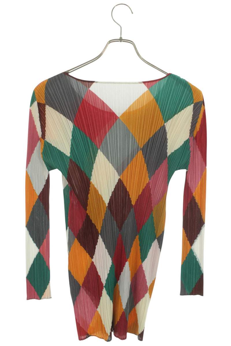 Vintage PLEATS PLEASE Argyle Pleated Long Sleeve Top Size 3