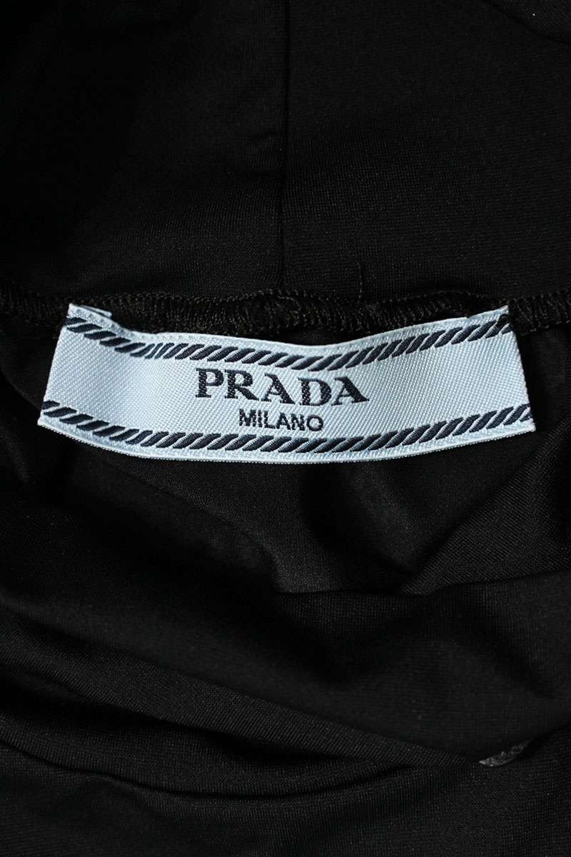Prada Black Triangle Logo Stretch Long Sleeve Top Size 38
