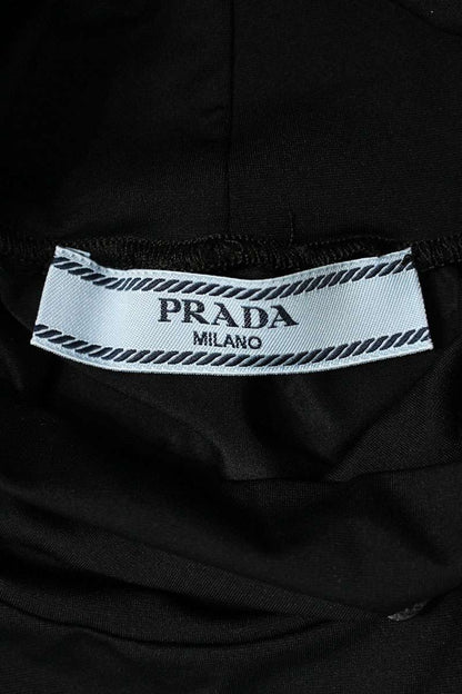Prada Black Triangle Logo Stretch Long Sleeve Top Size 38