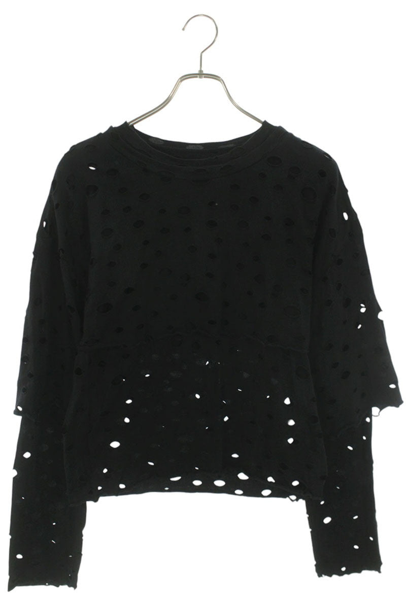 Limi Feu Hole Design Layered Long Sleeve Cutsew Black Size 2