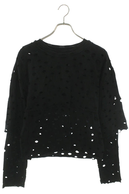 Limi Feu Hole Design Layered Long Sleeve Cutsew Black Size 2