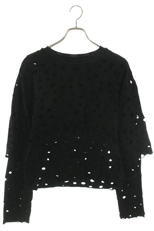 Limi Feu Hole Design Layered Long Sleeve Cutsew Black Size 2