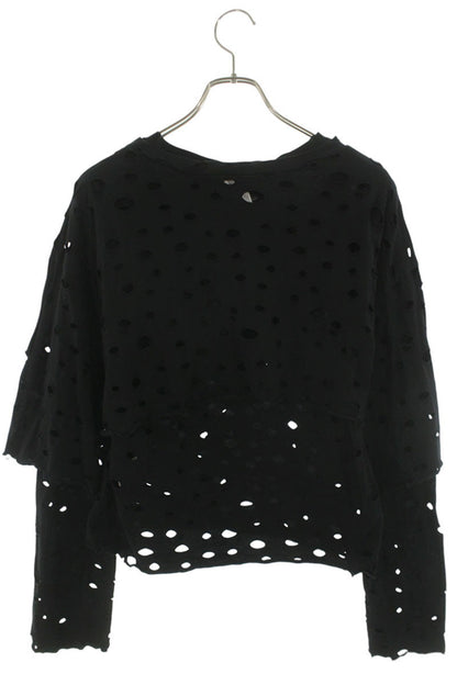Limi Feu Hole Design Layered Long Sleeve Cutsew Black Size 2