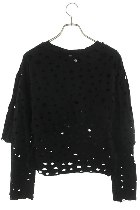 Limi Feu Hole Design Layered Long Sleeve Cutsew Black Size 2
