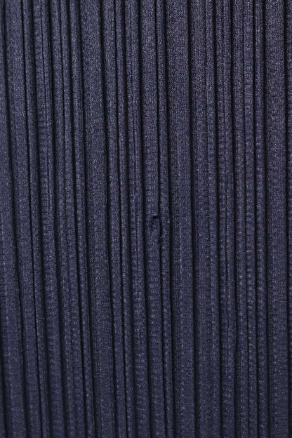 Vintage High-Neck Pleated Long Sleeve Shirt Navy Size 3
