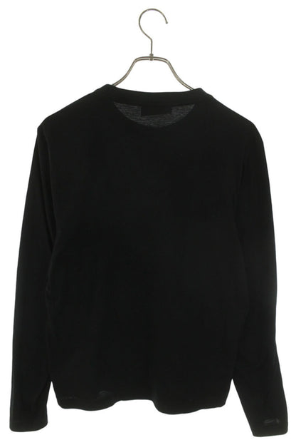 Miu Miu Black Cotton Logo Patch Long Sleeve Top Size XS