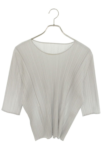 Issey Miyake Pleats Please Pleated Long Sleeve Top Light Gray Size 3