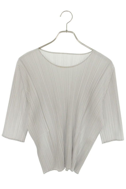 Issey Miyake Pleats Please Pleated Long Sleeve Top Light Gray Size 3