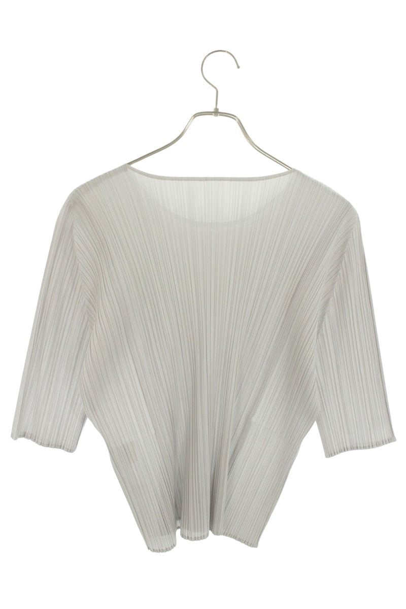 Issey Miyake Pleats Please Pleated Long Sleeve Top Light Gray Size 3