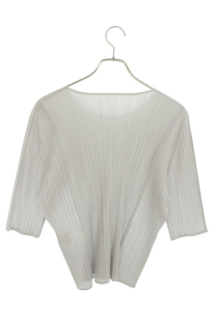 Issey Miyake Pleats Please Pleated Long Sleeve Top Light Gray Size 3