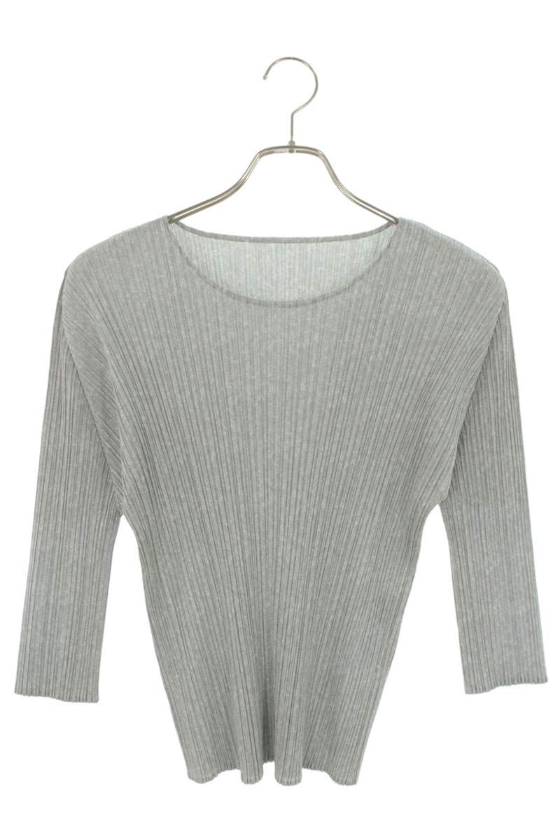 Vintage Pleated Gray Long Sleeve Top Polyester Size 5