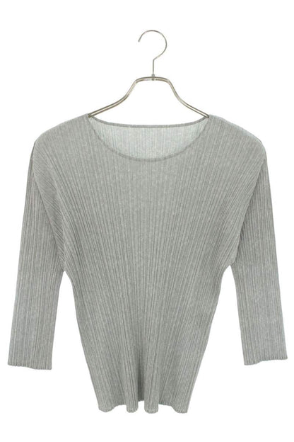 Vintage Pleated Gray Long Sleeve Top Polyester Size 5