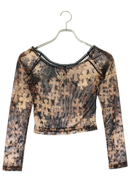 Chrome Hearts All-over Cross Sheer Sleeve Top Size XS