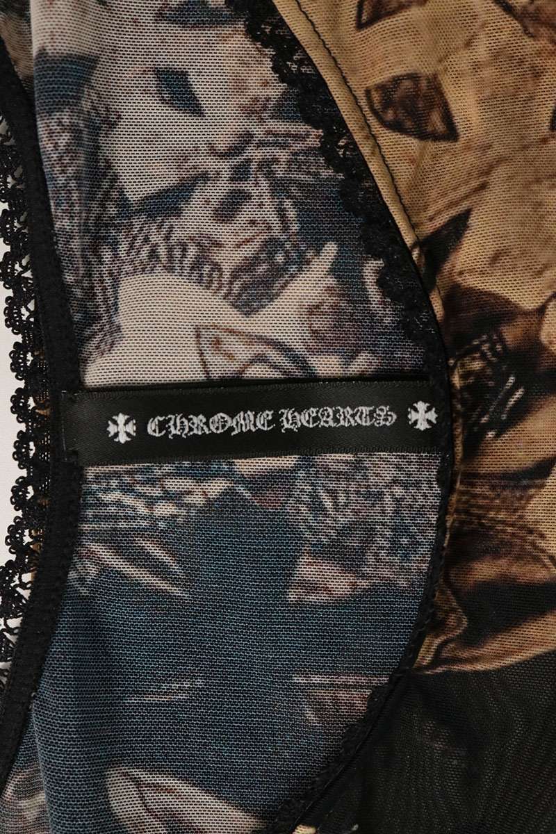 Chrome Hearts All-over Cross Sheer Sleeve Top Size XS