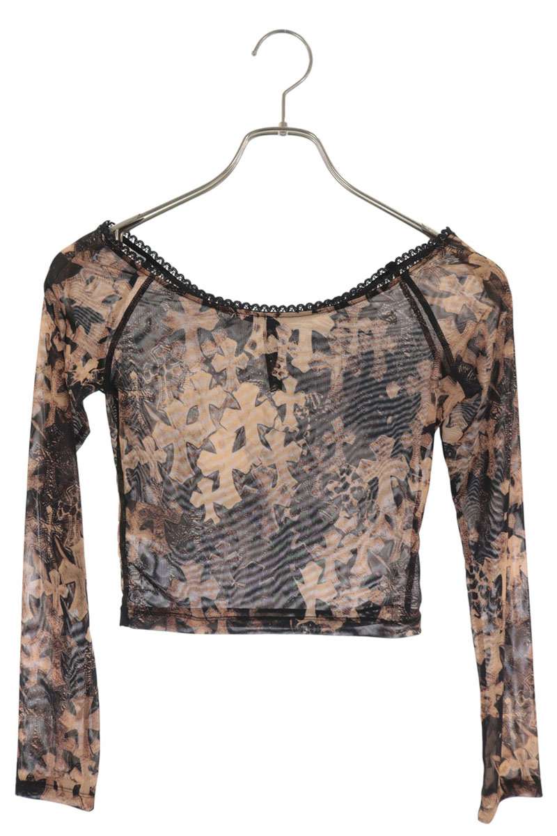 Chrome Hearts Cross Sheer Top Brown/Black Size XS