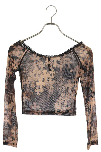 Chrome Hearts Cross Sheer Top Brown/Black Size XS