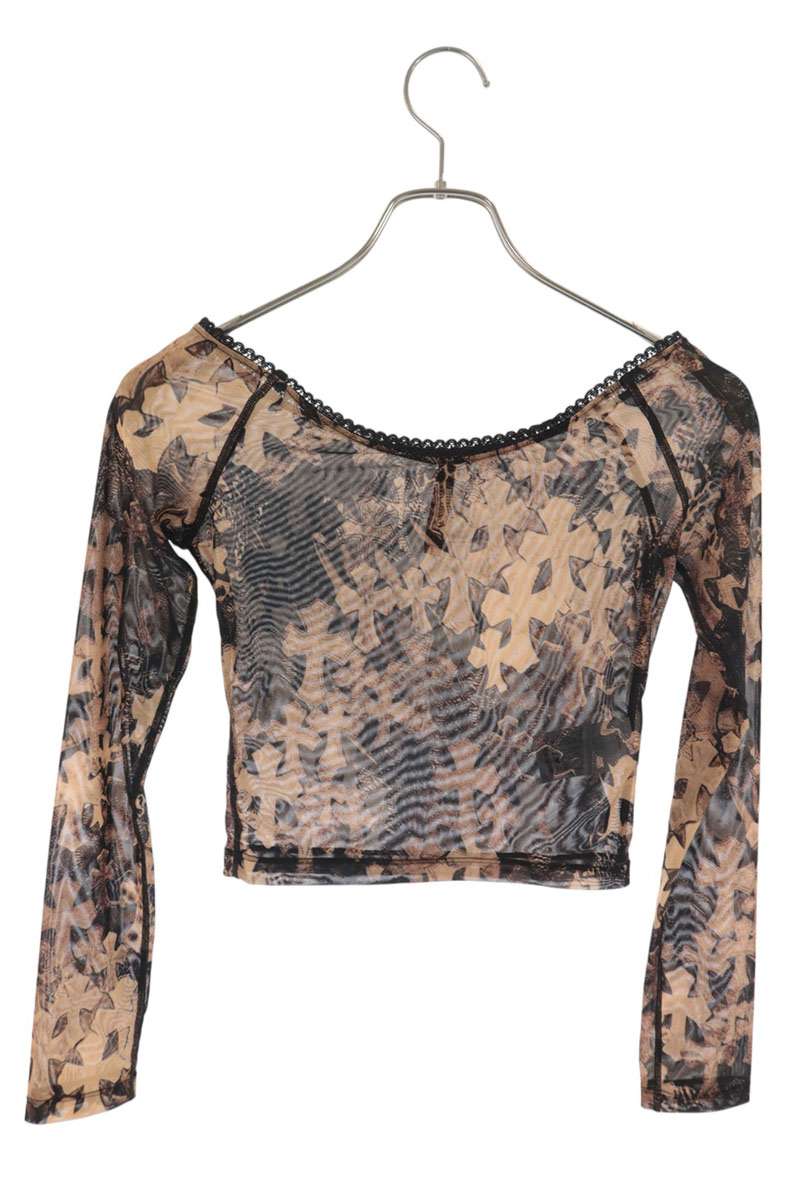 Chrome Hearts Cross Sheer Top Brown/Black Size XS