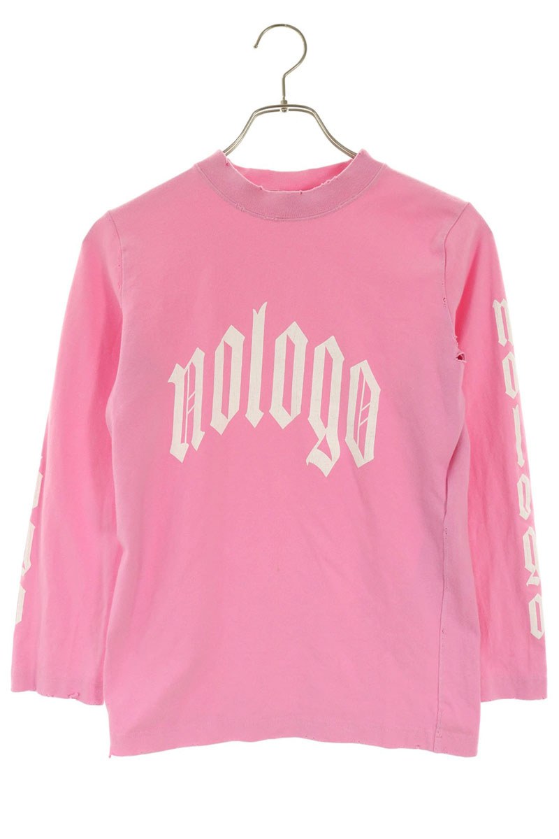Balenciaga Pink Distressed Arm Logo Print Long Sleeve Top Size S