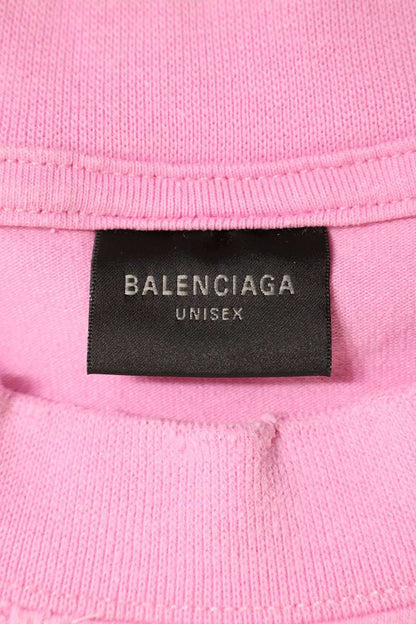 Balenciaga Pink Distressed Arm Logo Print Long Sleeve Top Size S