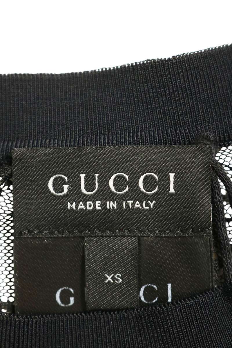Gucci 26SS XUAOY GG Mesh Long Sleeve Top Black Size XS