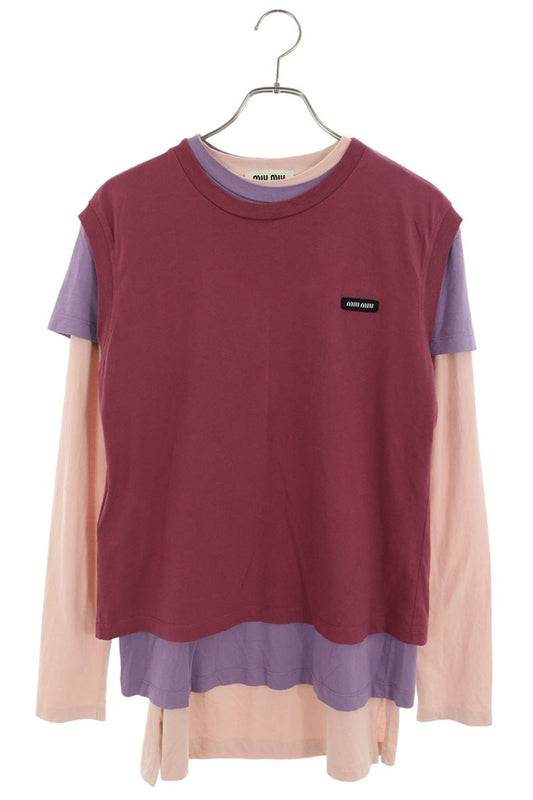 Miu Miu Pink Cotton Chest Logo Patch Long Sleeve Shirt Size XS