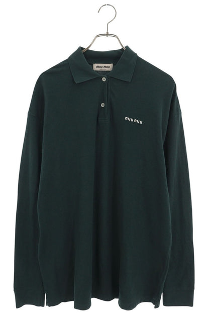 Miu Miu Green Logo Embroidered Cotton Sleeve Polo Size XS