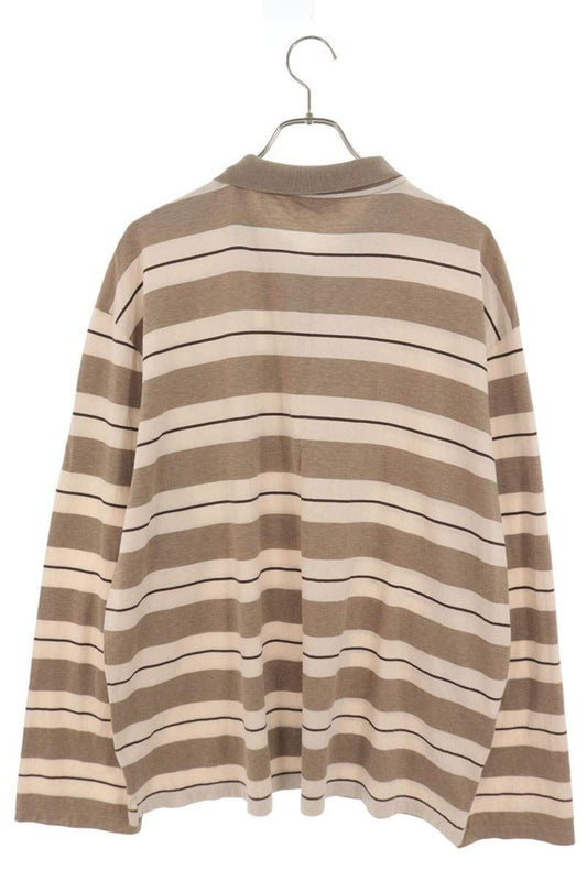 miumiu Oversized Striped Logo Patch Long Sleeve Polo Size XL