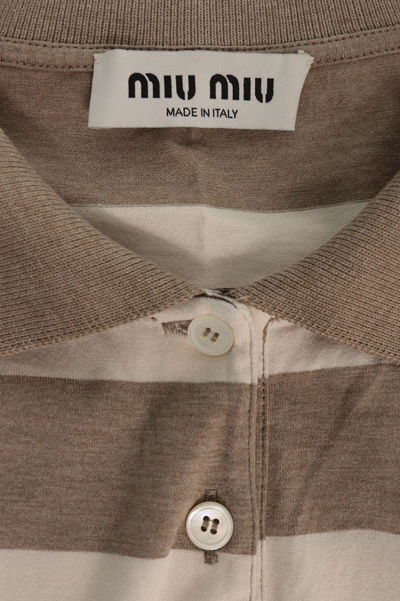 miumiu Oversized Striped Logo Patch Long Sleeve Polo Size XL