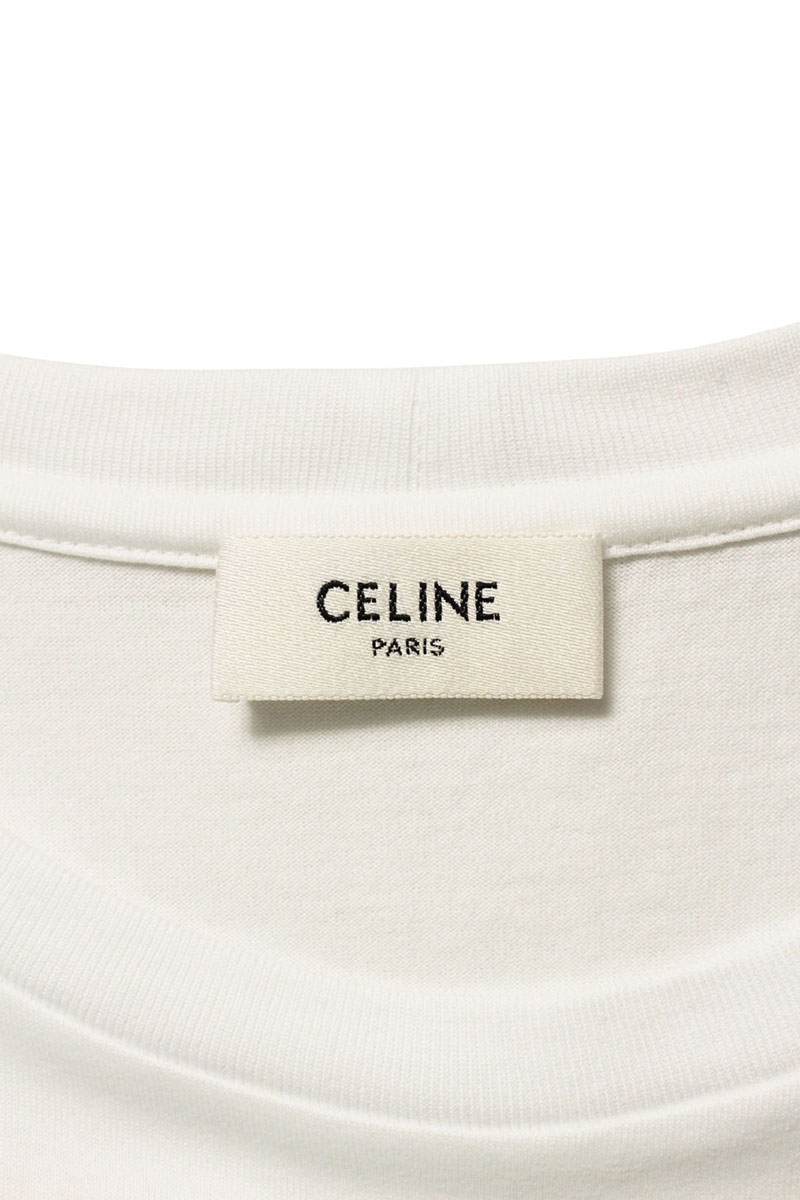Celine White Embroidered Logo Cotton T-Shirt Size L